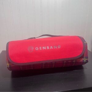 Sweda Red Plaid Roll Up Picnic Blanket Waterproof Backing Outdoor Stadium Mat